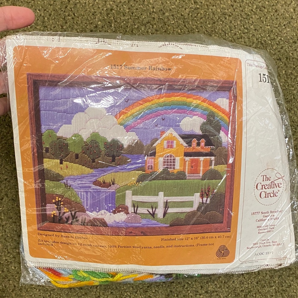 Vintage 1987 Creative Circle summer Rainbow Tabriz Needlepoint Kit NIP